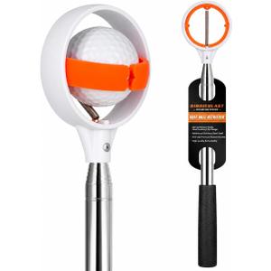 Professional Golf Ball Retriever Telescopic for Water, 9Ft/12Ft/16.3Ft/20Ft Stainless Steel Golf Ball Retriever with Spring Release-Ready Head Locking Clip