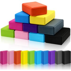 10 Pcs Foam EVA Yoga Blocks Lightweight Non Slip Supportive Yoga Bricks for Pilates Stretching and Meditation, Women Men Yogi Beginners (120g, Mixed Colors)