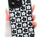 ZIYE for iPhone 15 Pro Case Cute Black Flower Phone Case with Camera Protection Soft TPU TPU Rubber Camera Protection Cover Floral Design Women Girls Cases for iPhone 15 Pro