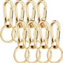 8pcs Metal Keychain Key Ring Keyring Carabiner Clip Keychain Holder Organizer for Home Car Key Finder Wallet Charm Lanyard Hook for Men Women (Gold)
