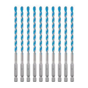 toolant 1/4" Concrete Drill Bit Set & Masonry Drill Bit Set, Shockproof Hex Shank Hammer Drill Bit Set for Glass/Brick/Plastic/Cement/Tile, Industrial Strength Carbide Drill Bit Tip 1/4" Box of 10