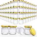 Folinstall 60 Pack Small Glass Jars with Lids, 1.5 oz Mini Honey Jars, Candle Jar for Candle Making for Gifts, Crafts, Spices, Wedding, Party Favors