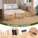 Wooden Freestanding Pet Gate Indoor, Nature Wood Dog Gates for Doorways, Unpainted Pet Gate for Stairs, 16.9" Height-6 Panels