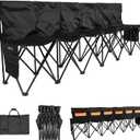 VEVOR Portable Folding Bench, 6 Seat Soccer Bench with Multiple Storage Pockets & Carrying Bag, Lightweight Sideline Seating with Back Rest for Football, Baseball, Camping, Outdoor Events, Black