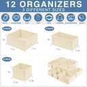 Criusia Drawer Organizer Clothes 12 Pack, Dresser Organizer for Nursery Bedroom Closet Organization and Storage - Baby Clothes Organizer Bins - Drawer Divider for Sock Underwear Bra Ties (Beige)