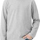 Kids Boys Long Sleeve Crewneck T-Shirts Tee Tops 4-12Years (Light Gray,7-8 year)