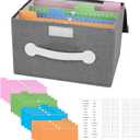Greeting Card Organizer Box with 16 Dividers,Collapsible Greeting Card Storage Box With LidsIdeal for Greeting Cards,Recipes, Photos, Envelopes, KeepsakeGrey84 Pcs Labels