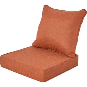 Outdoor Patio Cushions,Water-Resistant,24x24 Inch,Burnt Orange | Deep Seat Patio Furniture Cushion for Chair&Loveseat&Sofa,Fade-Resistant,Removable Cover,Thick Pad,For Deck&Lawn&Yard,1 Set