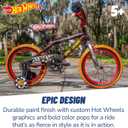 Dynacraft Hot Wheels Boys BMX Bikes Sizes 12" - 18" for Ages 3-9 Years in red, Black, with Handlebar rev Grip Play Feature