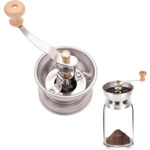 Manual Coffee Grinder Lid Attachment for Regular Mouth Mason Jars, Stainless Steel with Ceramic Burr, Ideal for Camping & Home Barista