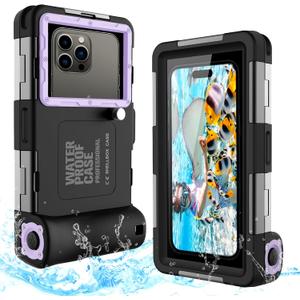 Underwater Diving Phone Case for Snorkeling,Professional 50FT/15M Waterproof for iPhone 17/16/15/14/13/Pro Max Samsung Galaxy S25/24/23/22/Ultra/Plus Universal Photo Video Scuba Housing Purple Black