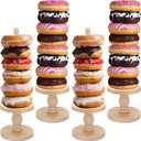 Zhehao 4 Pcs Farmhouse Donut Stand Donut Holder Display Stacker Tower Detachable Doughnut Stand Dessert Tower Tools Serving Decoration Kit for Birthday Wedding Party Decoration, (Wood)