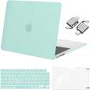 MOSISO Compatible with MacBook Air 13 inch Case 2026 2025 2024 2023 2022 M4 A3240 M3 A3113 M2 A2681,Plastic Hard Shell&Keyboard Cover&ScreenFilm&Type C for MacBook Air 13.6 inch Case, Mint Green