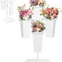 Flower Display Stand with Buckets, Flower Pot Stand, Flower Stand Metal, Florist Bouquet Shelf for Wedding, Party, Events, White