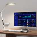 LED Desk Lamp for Home Office, Desk Light for Video Call, 3 Color Temperature 10 Brightness Computer Light, Dimmable Led Desk Light with Memory & Timer Func, Metal Swing Arm Architect Desk Lamp White
