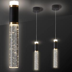 Led Pendant Light,Crystal Modern Kitchen Island Light Fixture,Adjustable Pendant Lighting for Kitchen Island,Black Gold Led Chandelier for Dining Room,Bedroom,Mini Pendant Spot Lights (2-Pack)