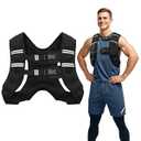 Wolliwa Weighted Vest for Woman Men, 8 12 16 20 Lbs Weight Vest with Reflective Stripe Double Adjustable Buckle Straps Back Mesh Pocket for Workout Strength Training Walking Jogging Running, Black 16 Lb