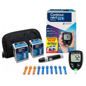 Ascensia CONTOUR NEXT GEN Blood Glucose Monitor All-In-One Kit with 20 Test Strips, Accurate Blood Sugar Monitor, Easy-to-Use Glucose Meter, Portable and Reliable Diabetes Testing Kit, EXP:08/31/27, 06/30/27