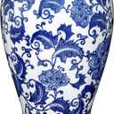 Blue and White Vase, Ceramic Vase for Home Decor 9.2" Chinoiserie Vases for Flowers Blue and White Porcelain Flower Vases for Living Room, Bathroom, Dinner Table Centerpieces