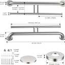 Brushed Nickel Double Toilet Paper Holder w/Safety Bar 24 inch, Zepolu 2-in-1 Assist Bar Balanced Support Handle, Stainless Steel Wall Mounted Bathroom Toilet Grab Bar for Senior Elderly Handicap