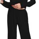 GYS Viscose from Bamboo Women's Pajama Sets Super Soft Long Sleeve Sleepwear Comfy Winter Pjs Sets Black, Medium)
