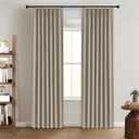 100% Blackout Shield Linen Pinch Pleated Curtains Blackout, Pleated Drapes with Hooks 86 Inch Long 2 Panels Set, Linen Blackout Curtains for Bedroom & Living Room, 40" W x 86" L, Faux Linen