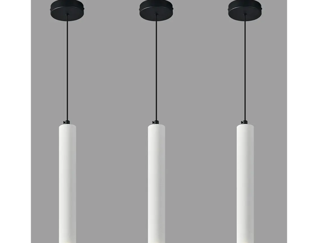 Concrete ﻿Linear White Pendant Light,Modern Industrial Hanging Cement Pendant Lighting Fixture for Kitchen Island Dinning Room Bedroom Bedside Table Pendant Lights(3-Pack)
