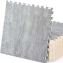 100 Sq. Ft 3/8 Inch Thick Printed Foam Tiles Interlocking Foam Mat, 24" x 24", 25 pcs, Grey Wood Grain Style Print