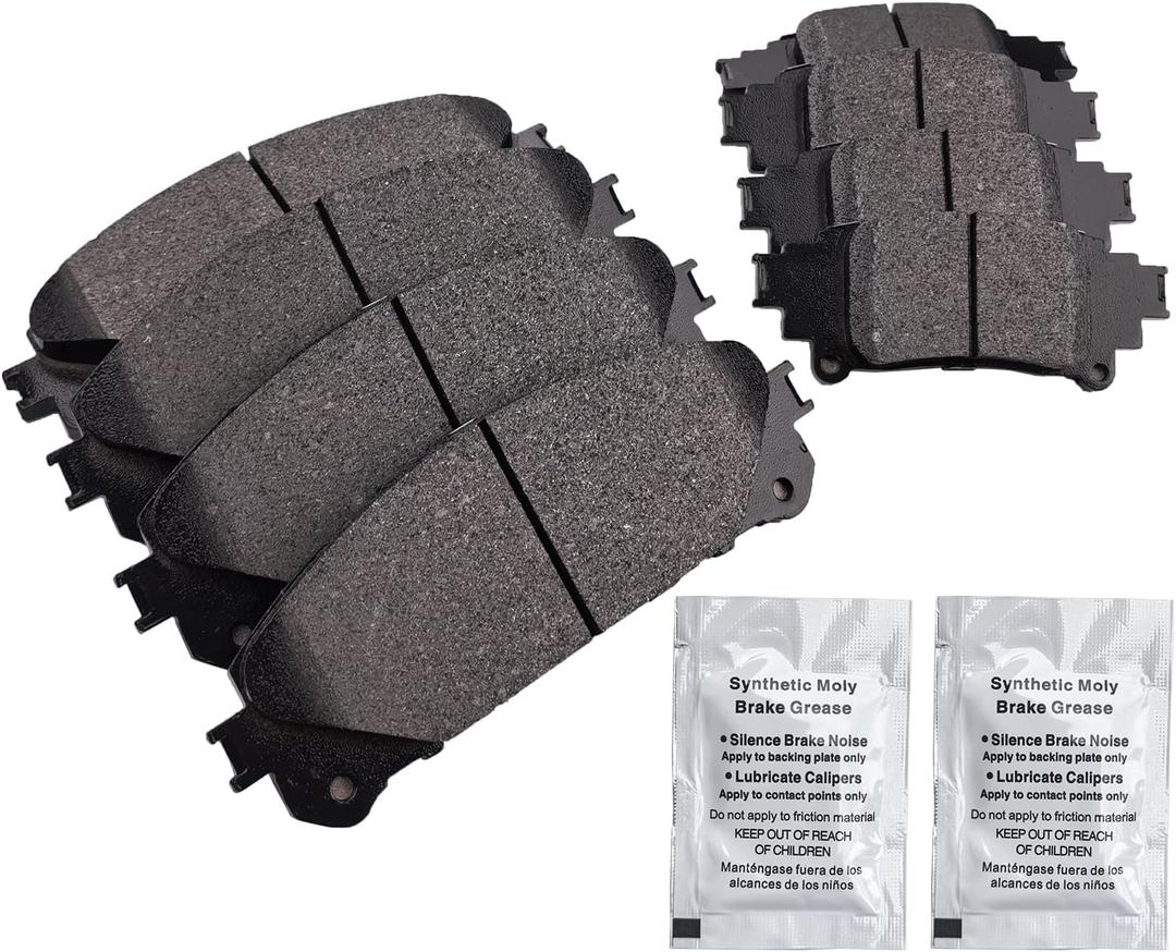 8Pcs Front Rear Ceramic Disc Brake Pads Set Compatible with Lexus RX350 2010-2015/RX450h 2010-2015,Compatible with Toyota Highlander 2014-2020/Sienna 2011-2020