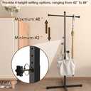 42-48 Inch Adjustable Height Shopping Bag Rack, Heavy Duty Metal T-shaped Grocery Bag Holder for Retail Stores, Large Bag Display Stand for Malls,Vendor,Boutique,Trade Show, 4 Arms,Black