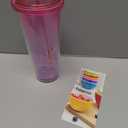 bzyoo SIP 24oz (710ml) Double Wall Plastic Tumbler with Lid and Straw Cold Drink Travel Mug Reusable Party Cup Perfect for Office Ice Coffee or Tea and Gift Color: Pink & Purple