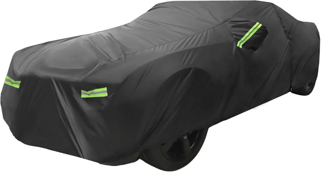 Waterproof Car Cover, 
Windproof Rain Sun Protection Outdoor Covers with Zipper Black
