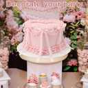 Remerry 6 Inch Pink Bow Fake Cake Coquettish Birthday Fake Cake Decor Wedding Dessert Props Reusable Artificial Heart Dessert for Props Women Birthday Gift Anniversary Party Decor