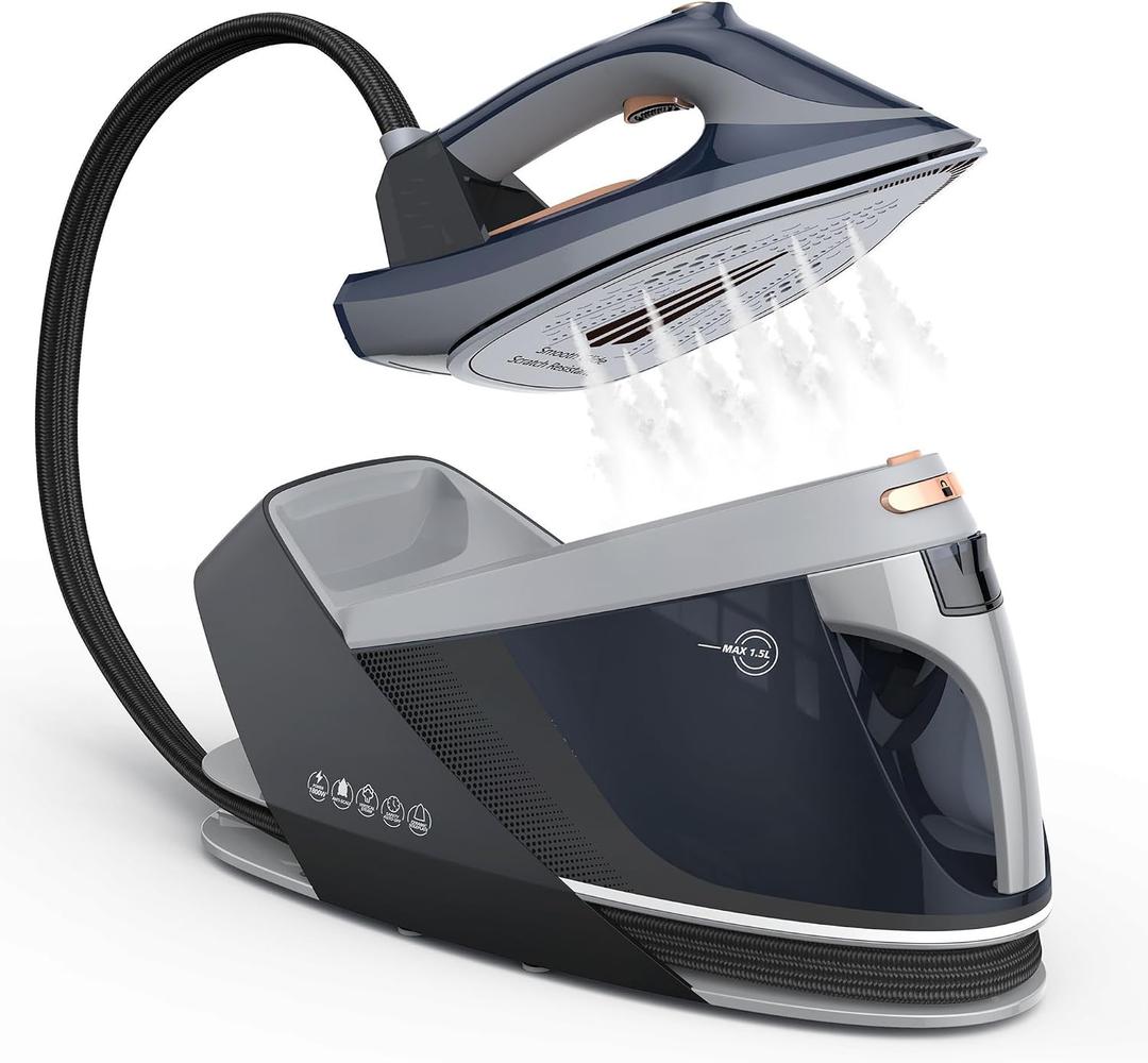 LEVOORA Steam Station for Clothes with LED Screen,1.5L Removable Water Tank