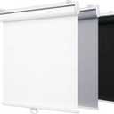 SHADEMOON Blackout Cordless Roller Shades for Indoor Windows,Room Darkening Blind with Spring System Pull Down,Thermal Insulated UV Block Fabric,Home Office (100% Blackout, White,64" W x 72" H)