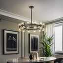 25 inch Black Wagon Wheel Chandelier with K9 Crystal Shade 24 Lights Crystal Chandeliers for Dining Room Round Large Chandeliers for High Ceilings Living Room Foyer EntrywayIncludes Bulbs