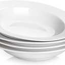 Y YHY Soup Bowls, Pasta Bowls Set of 4, White Salad Bowls and Plates, 20 Ounces Porcelain Wide Rim Bowls, Microwave and Dishwasher Safe, Christmas Gift