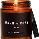 Sweet Water Decor Warm and Cozy Candle | Pine, Orange, Cinnamon, and Fir Balsam Winter Scented Soy Candles for Home | 9oz Amber Jar with Black Lid, 40 Hour Burn Time, Made in The USA