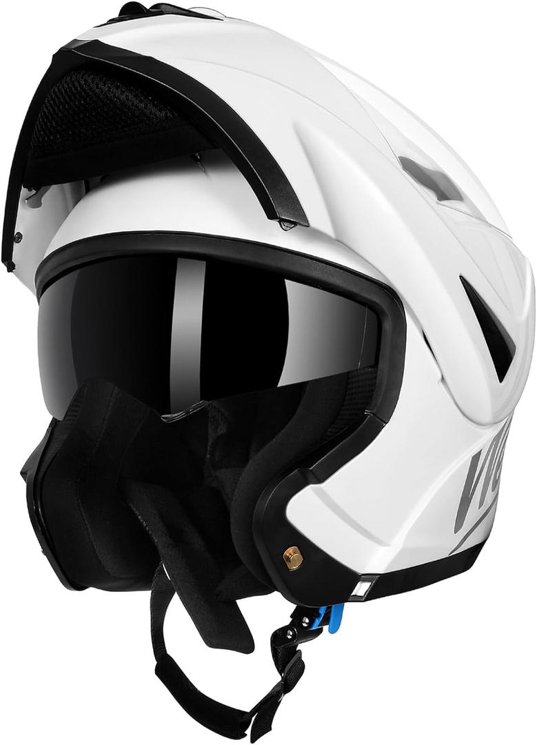 Westt Motorcycle Helmets Modular Motorcycle Helmet for Adults Motorbike Helmet Atv Helmet with Dual Visor for Men & Women Full Face Helmet Flip Up Motorcycle Helmet DOT Approved (Large, White)