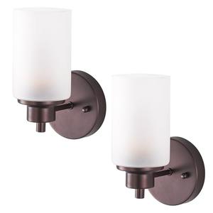 2 Pack Bath Vanity Light Fixtures, Indoor Wall Sconces Light with White Frosted Glass Shade, Farmhouse Stylish Bathroom Wall Mounted Lighting for Bedroom Living Room, Porch, Kitchen, Oil Rubbed Bronze