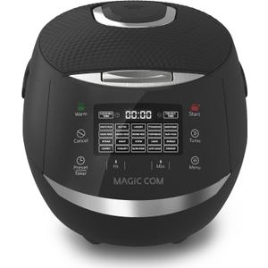 MAGiC COM Rice Cooker, 20 Cup(Cooked) 10 Cup(Uncooked) One Touch Healthy Cooking with 15 Menu Modes, Nonstick Inner Pot, Steamer Basket, Auto Clean, 24 Hour Delay Timer and Auto Keep Warm (Black)
