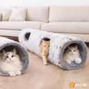 Cat Tunnels for Indoor Cats Cat Crinkle Tunnel Collapsible Long Plush Cat Tube Cute Cozy Pet Play for Hours of Fun (47" / Pearl Gray)