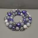 16 Inch Christmas Ornament Wreath Classical Glitter Ball Wreath with Tinsel for Holiday Door & Wall Decoration (Silver and Purple)
