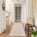 GarveeHome Scalloped Bow Rug for Living Room, Solid Camel Rug for Dorm, Washable Runner Rug 2.5x8 Soft Low Pile Non Slip Scalloped Rugs for Nursery Bedroom Decor Hallway Entryway Playroom
