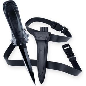 Diximus Dive Knife  Scuba Diving Knife with Sheath and Leg Strap  Thigh Knife  Stainless Steel Fixed Blade Knife  Hunting Knives  Survival and Camping Gear