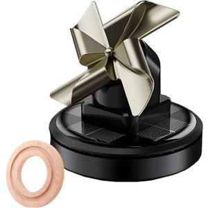 Solar-Powered Rotating Windmill Car Air Freshener - Aromatic Diffuser for Car Interior Dashboard Decor, Alloy & ABS Material, Gift for Men and Women (Black, Medium)