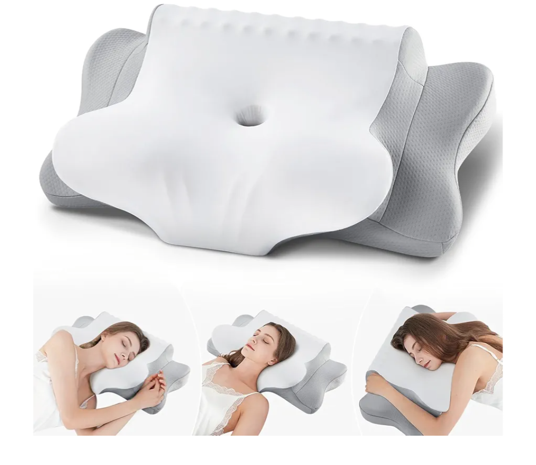 Cervical Pillow for Neck Pain Relief - Cooling Ergonomic Dual-Sided Orthopedic Neck Pillow with Ice Silk Pillowcase, Breathable Memory Foam Contour Pillow for Side, Back, Stomach Sleepers