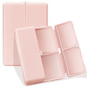 FYY Daily Pill Organizer, 7 Compartments Portable Pill Case Travel Pill Organizer,[Folding Design] Pill Box for Purse Pocket to Hold Vitamins,Cod Liver Oil,Supplements and Medication-Pink, 2 Pack, Big, and Small