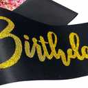 Birthday Squad Sash, 6 Pieces Black with Gold Glitter Letter Birthday Gift Sashes Set for Women Funny Party Favors Decorations for 16th 18th 21st 25th 30th 40th 50th or Other Bday