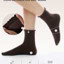 FITRELL 6 Pairs Ruffle Socks, Womens Soft Breathable Cute Lettuce Ankle Crew Frilly Socks (5-8.5, Dark Brown+brown+khaki+cream,light Pink+orange)